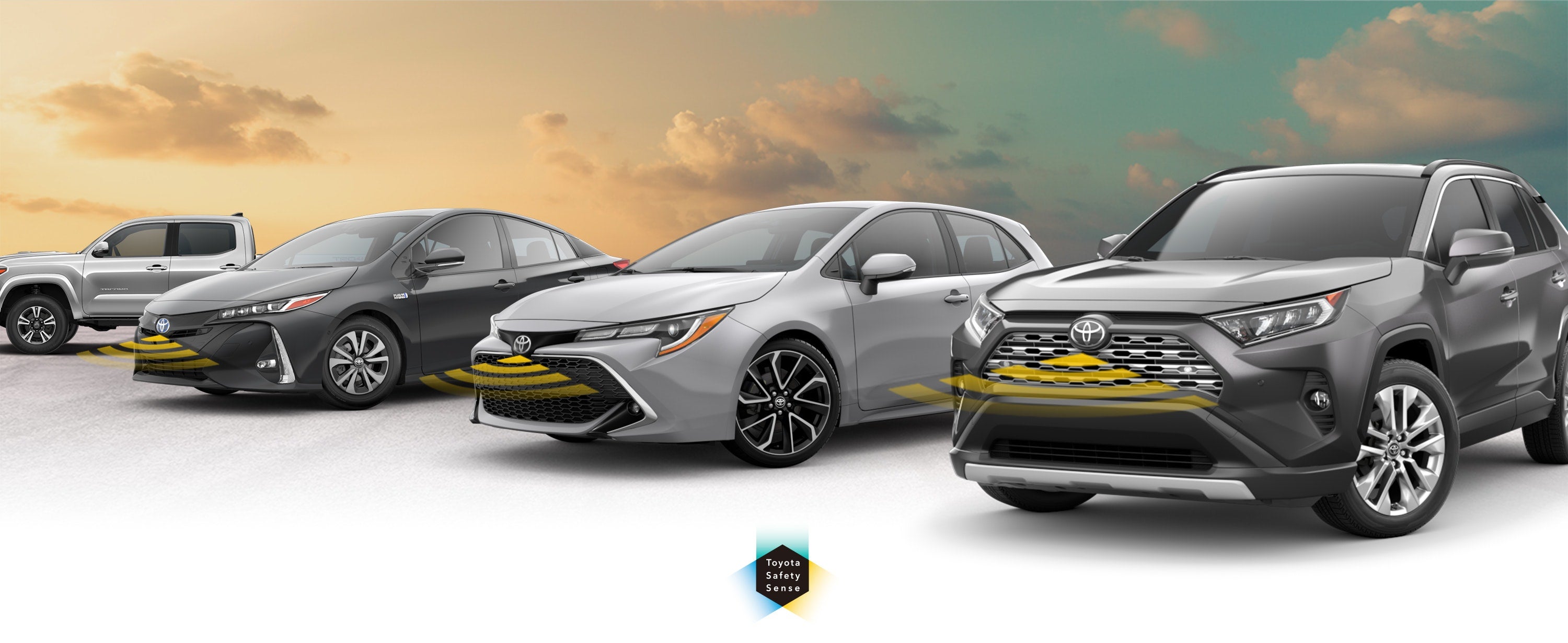 Toyota Safety Sense: Designed for Safety. Options shown on Toyota models including RAV4, Tacoma, and Camry, available now at Titus-Will Toyota in Tacoma WA.