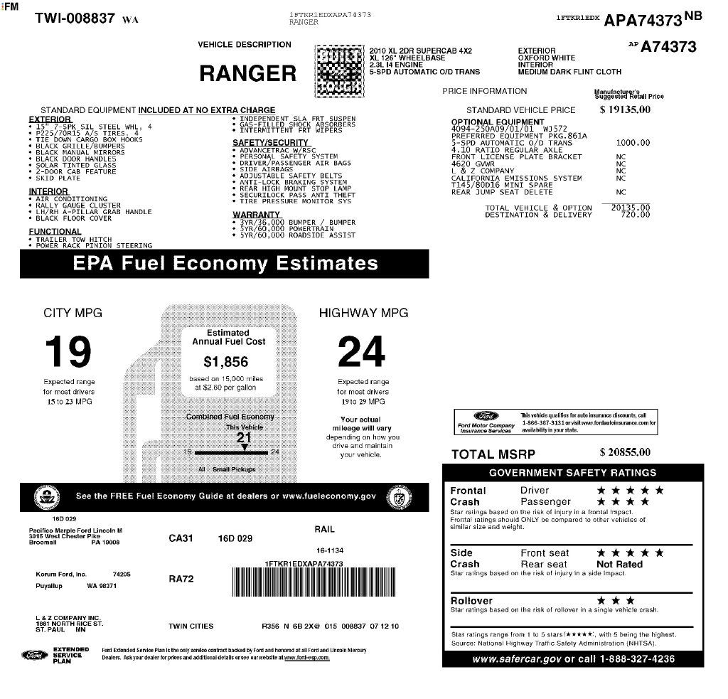 2010 Ford Ranger XL