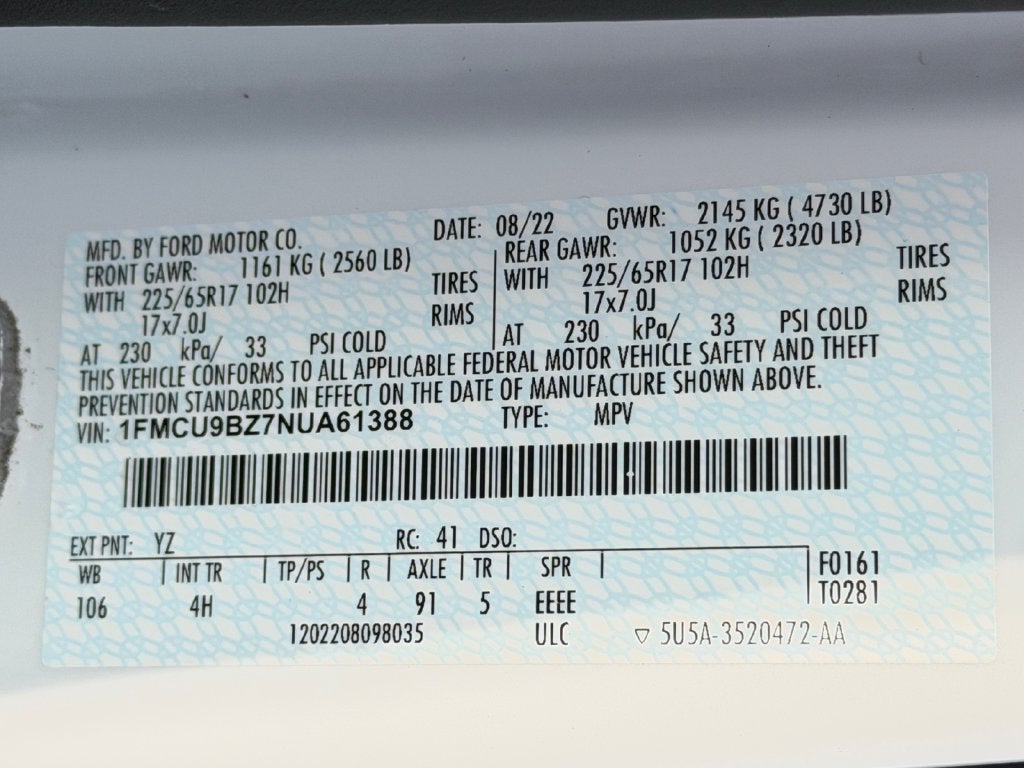 2022 Ford Escape Hybrid SE