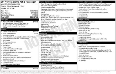 2017 Toyota Sienna XLE 8 Passenger