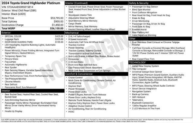 2024 Toyota Grand Highlander Platinum