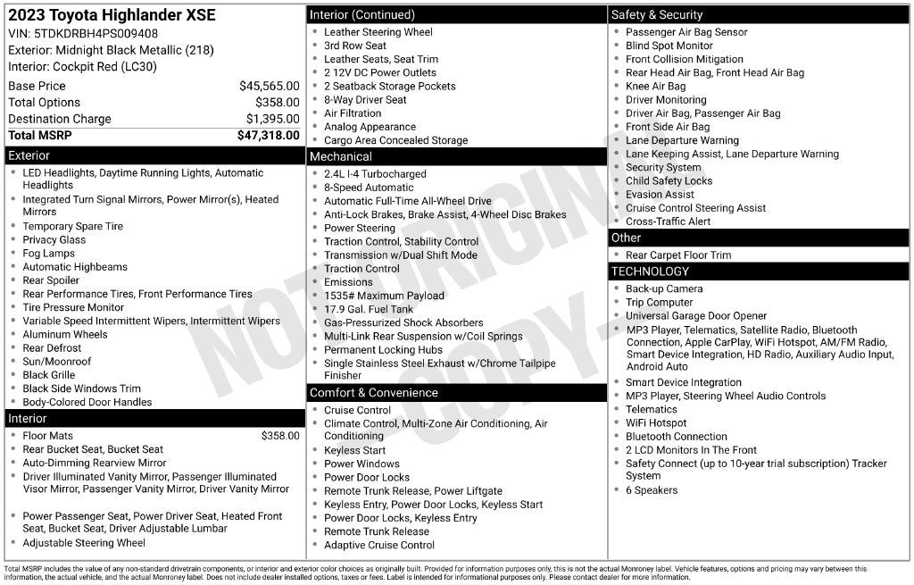 2023 Toyota Highlander XSE